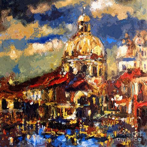 Modern Impressionist Venice Sparkling At Sunset Painting By Ginette