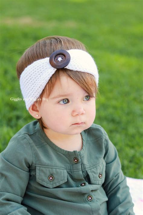 Baby Headband Ivory Cream Headband Crochet By Gigglesandwigglesbtq
