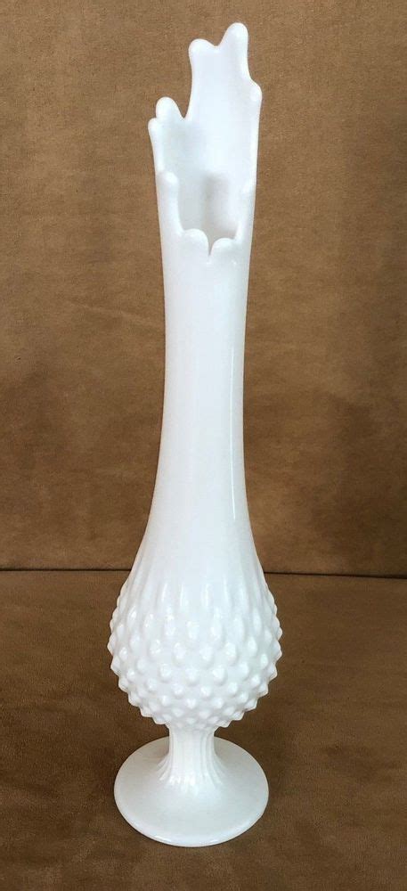 16 Fenton Milk Glass Swung Vase Stretch Hobnail Bud Flower Pulled Pedestal Fenton Milk Glass