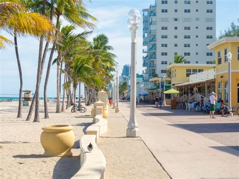 The Famous Hollywood Beach Boardwalk In Florida Editorial Photography