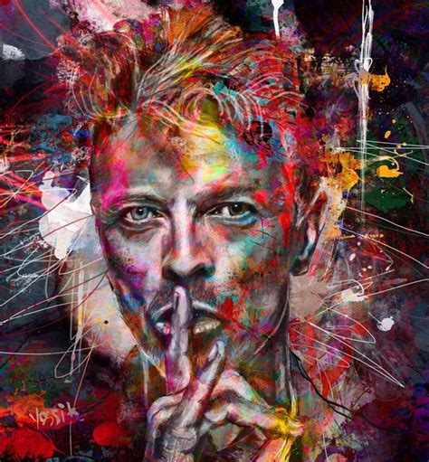 Yossi Kotler Art Bowie Giclee Print Embellished Not Framed To Be