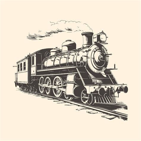 Premium Vector Vector Steam Locomotive Old Retro Sketch Hand Drawn