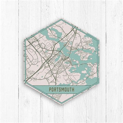 Portsmouth New Hampshire Hexagon City Street Map Print By Etsy