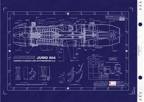 Junkers Jumo 004 Jet Engine Warbird Engines Jet Engine Blueprint