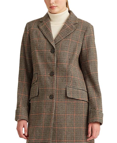 Lauren Ralph Lauren Womens Houndstooth Walker Coat Created For Macys