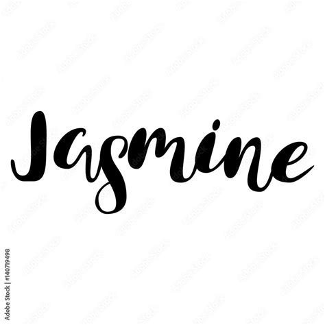 Female Name Jasmine Lettering Design Handwritten Typography Vector Stock Vector Adobe Stock