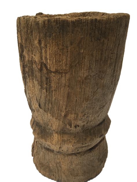 Old Antique Wooden hand carved Jar Tribal Mortar - Akha