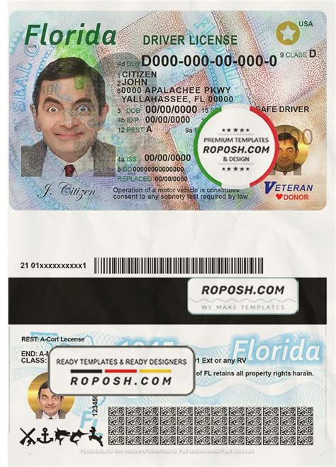 Usa Florida Driving License Template In Psd Format Roposh