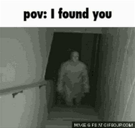 Pov Masked Man Walking Upstairs Fall Down 