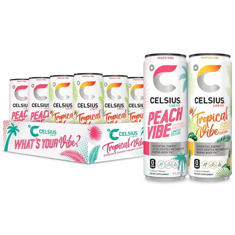 Celsius Essential Energy Drink, What,S Your Vibe Variety Pack 12 Fl Oz