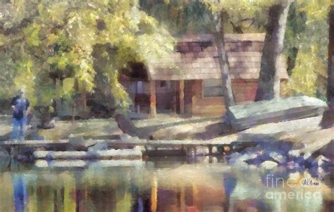 How to paint the reflections in the water 2. Fishing Cabin on the Lake Painting by Anne Kitzman