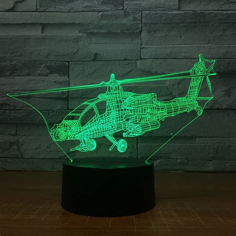 Helicopter 3d Night Light Led Touch Switch Airplane Table Lamp 3d Lamp
