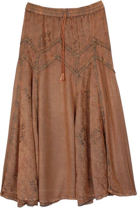 Rustic Hues Western Maxi Skirt With Embroidery Western Skirts