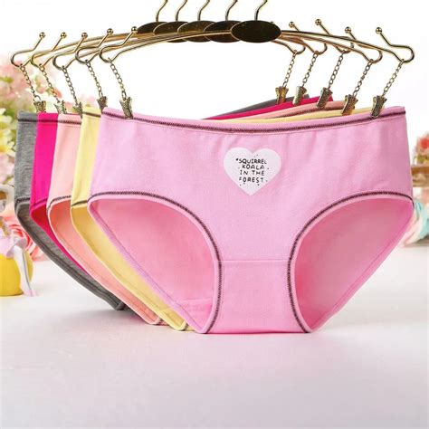 Brand 1pcs Pack Women Panties Cute Heart Printed Underwear Briefs Women