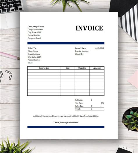 Professional Invoice Template Formula Based | Etsy