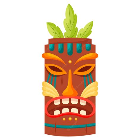 Premium Vector Tiki Mask Tribal Hawaiian Totem Or African Maya Aztec Wooden Idol Isolated On