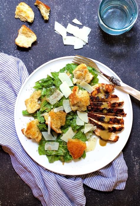 Blackened Chicken Caesar Salad With Sourdough Croutons