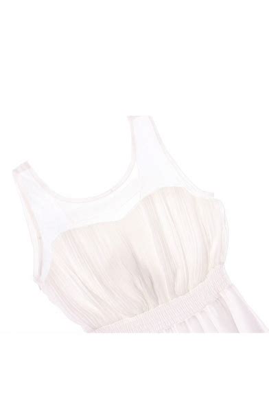 Sexy Plain Sheer Net Insert Zipper Dress