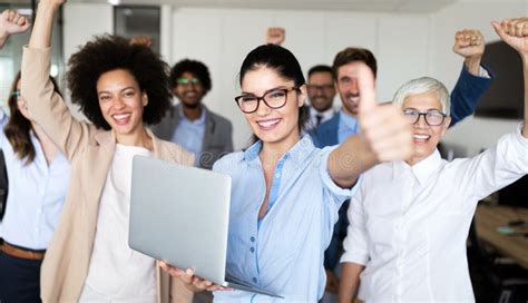 Successful Company With Happy Workers In Office Stock Photo Image Of