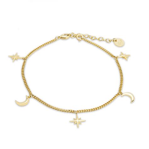 Moon And Star Anklet Delicate Anklet Womens Anklet Etsy Women