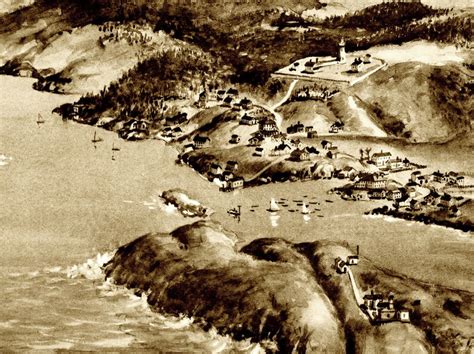 Monhegan Maine In 1896 Birds Eye View Map Aerial Etsy