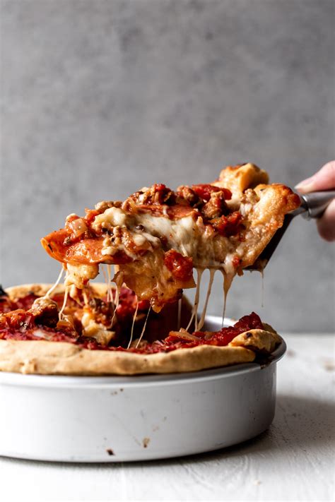 Chicago Style Deep Dish Pizza With Sausage And Pepperoni Cooking With Cocktail Rings