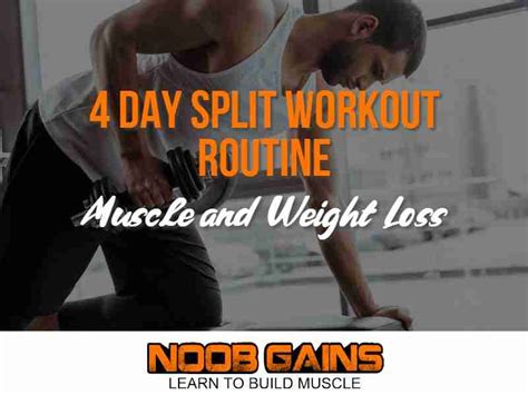 4 Day Split Workout Routine For Muscle And Weight Loss Noob Gains
