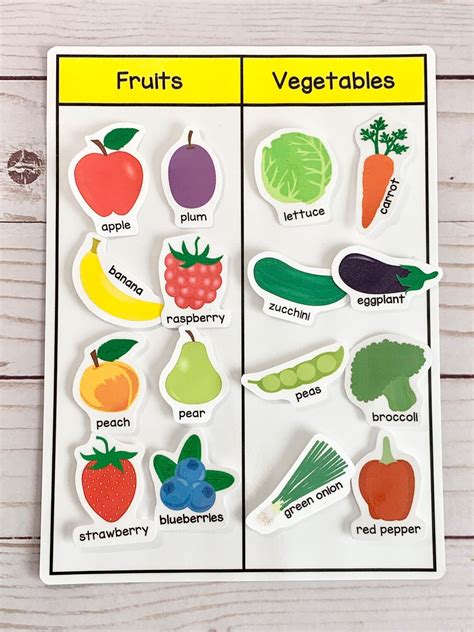 Fruit And Vegetable Sort Educational Activity For Preschoolers Etsy