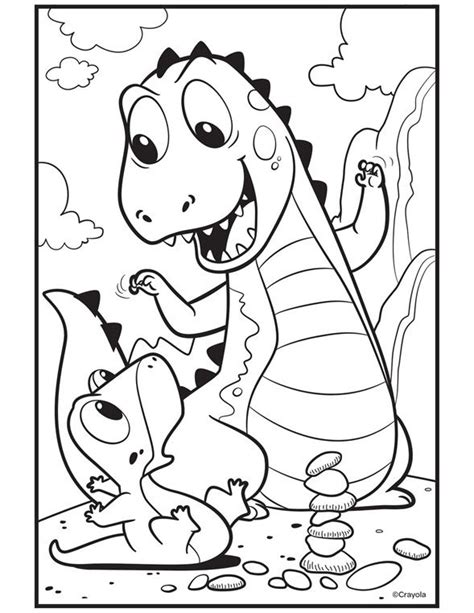 Color our free trex coloring page that's a cute cartoon dinosaur