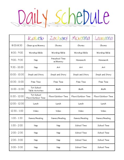 Kids Daily Schedule
