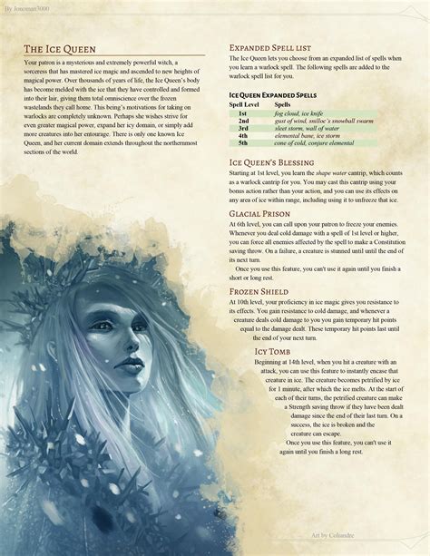 Warlock Subclass The Ice Queen Warlock Dnd Dungeons And Dragons