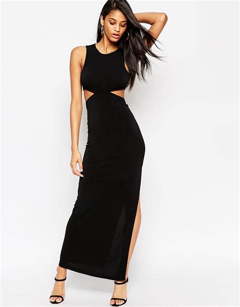 Lyst Asos Cut Out Crepe Maxi Dress In Black