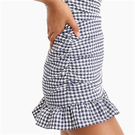 Jcrew Ruched Bandeau Swim Dress In Puckered Gingham For Women Swim