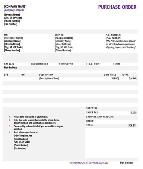 Purchase Order Summary Report Template