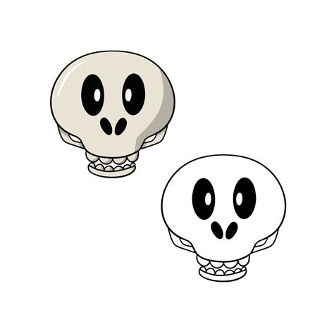 Set Of Pictures Funny Cute Cartoon Skull For A Holiday Cute Smiling