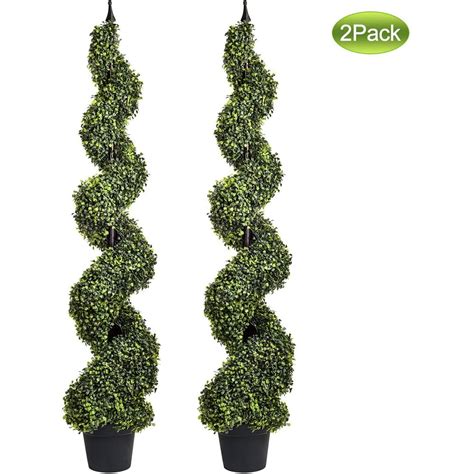Wofair Artificial Cypress Spiral Topiary Trees Potted Indoor Or Outdoor