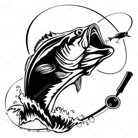 The best fishing pole and reel combos for beginners can all be found on amazon.com they always state that they use the rod and are able to catch fish. Fishing bass bigmouth — Stock Vector © LIORIKI #183753404