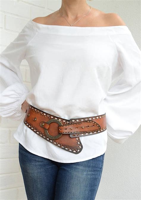 Wide Leather Belt Womens Leather Belt Wide Belt Bohemian Hip Etsy