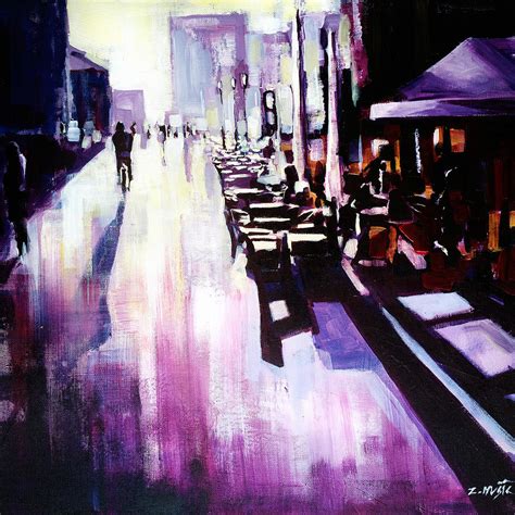 After The Rain Street Scene Landscape Painting By Zlatko Music Fine