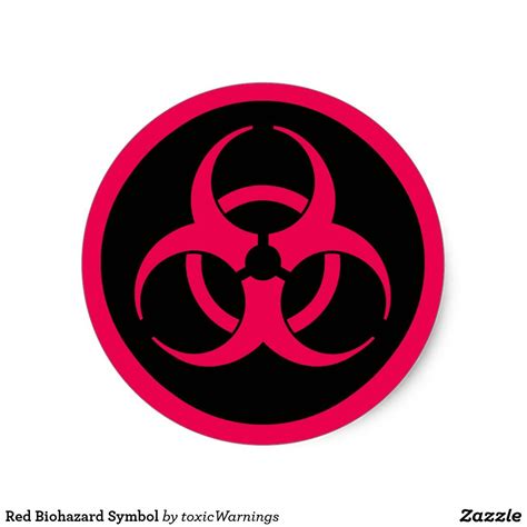 Red Biohazard Symbol Classic Round Sticker Zazzle Biohazard Symbol