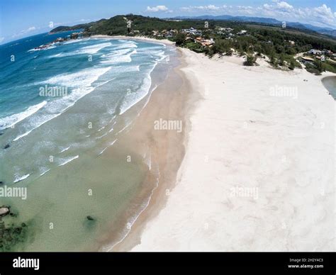 Aerial View Of Beach With Sand And Forest Praia Da Barra Garopaba