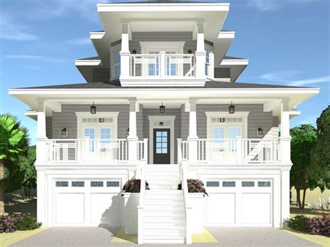 052h 0132 Two Story House Plan Fits A Narrow Beach Lo