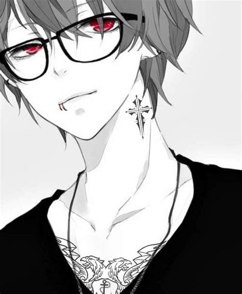 Anime Guy With Piercing Anime Black And White Cool Anime Guy With Red