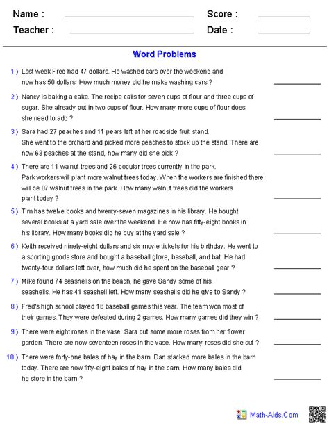 These review word problems require student knowledge of place value and rounding. Pre-Algebra Worksheets | Equations Worksheets | Word ...