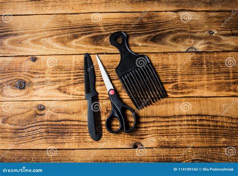 A Combs And Scissors Stock Photo Image Of Monochrome 114109160