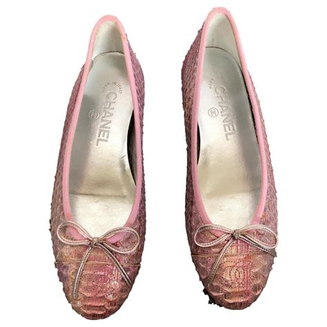 Chanel Ballet Flats Pink Exotic Leather Ref125344 Joli Closet