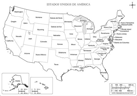 The United States Labeled In Black And White