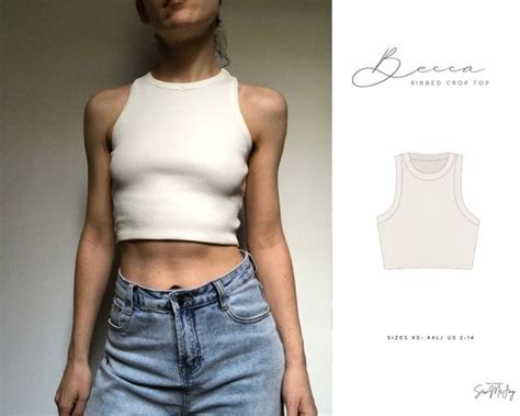 Crop Top Sewing Pattern Pdf Ribbed Tank Top For Women Etsy Canada