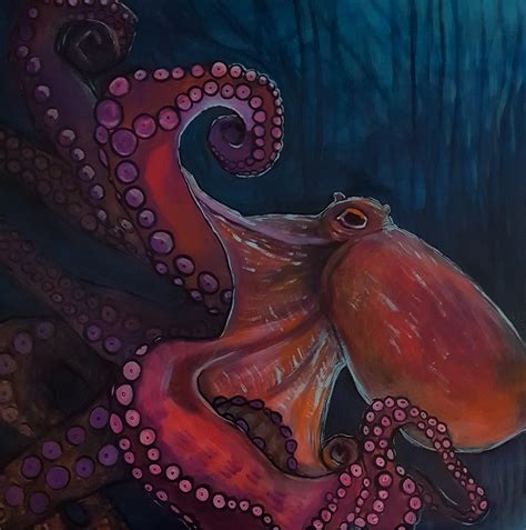Octopus Giant Pacific West Coast Art Print On Canvas