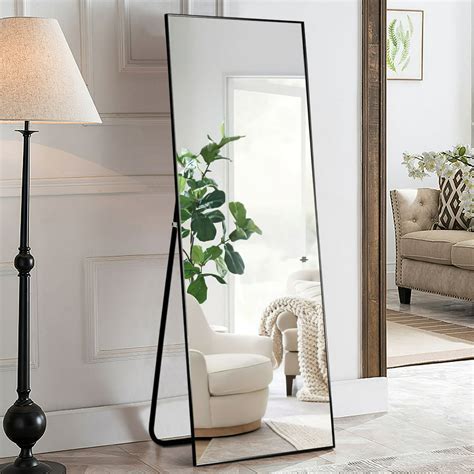 Neutype 65 X 22 Black Full Length Mirror With Stand Floor Mirror Rectangle Wall Mounted Mirror